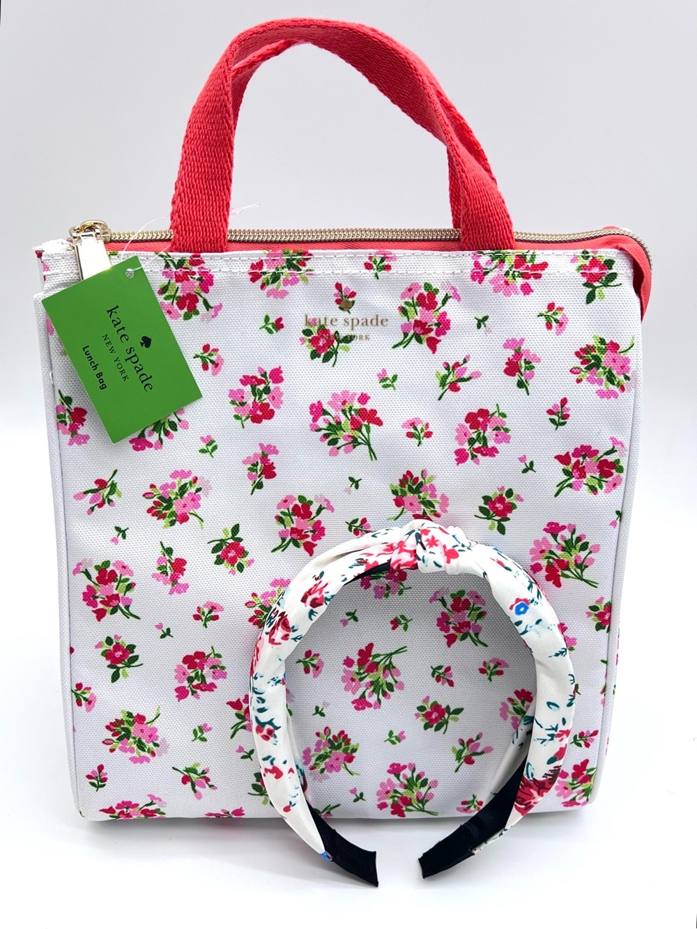 NWT Kate Spade Floral Insulated Lunch Tote + Matching Headband - Picture 14 of 16
